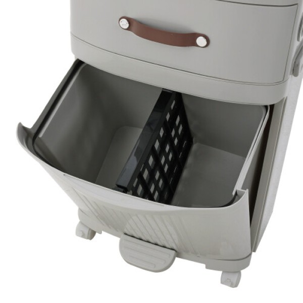 (45L) Kitchen Trash Bin, Recyclable, Dual Compartment, Multi-Grid Foot Pedal Bin with Wheels.
